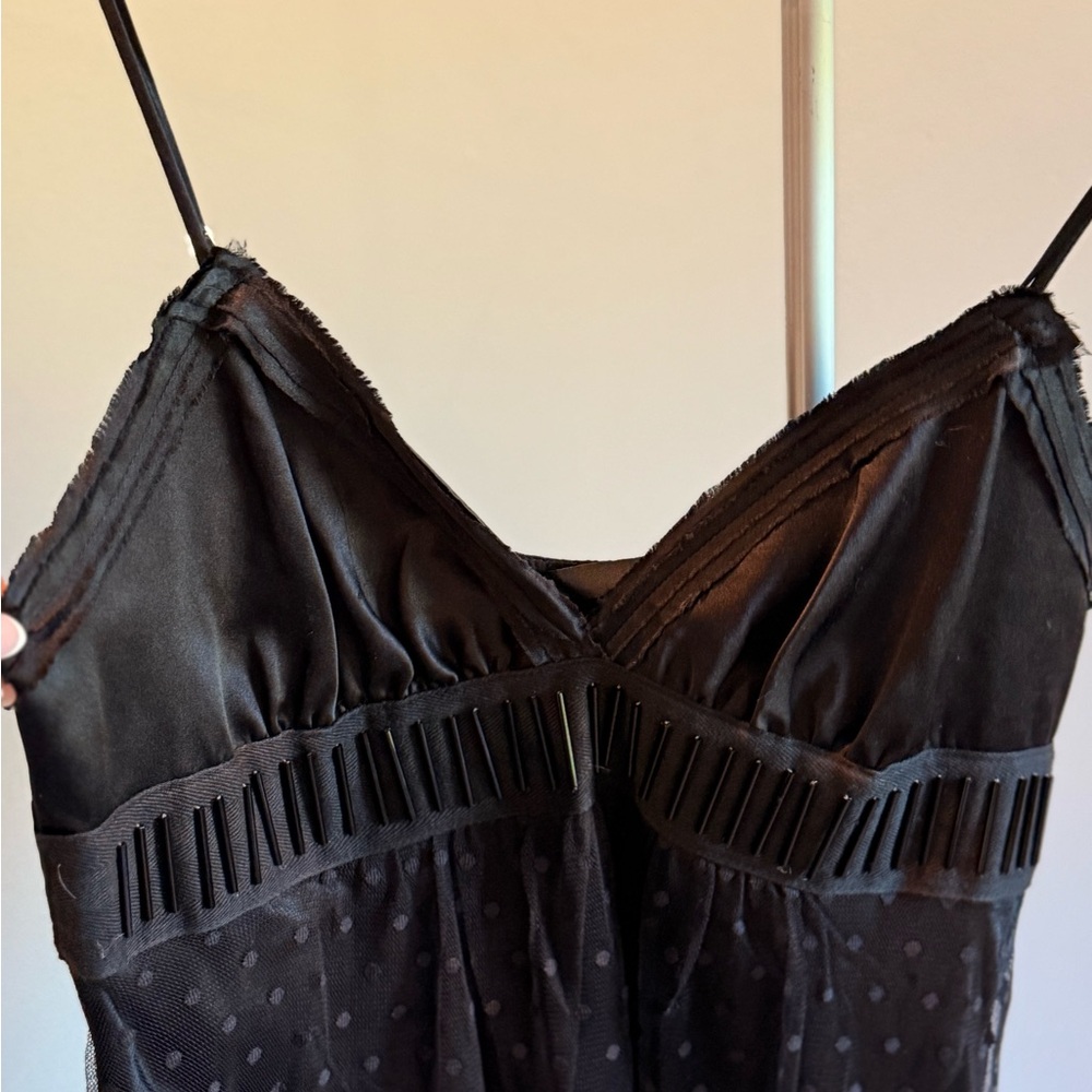 Poleci Black Chemise dress with Spaghetti Straps and V-Neckline